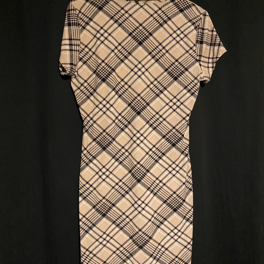 Plaid stretchy mini collard dress
